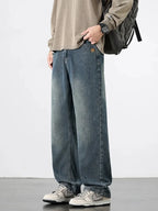 Spring Autumn American Retro Straight Jeans Men Streetwear Korean Fashion Loose Baggy Wide Leg Denim Pants Male Casual Trousers - Matrix Studios