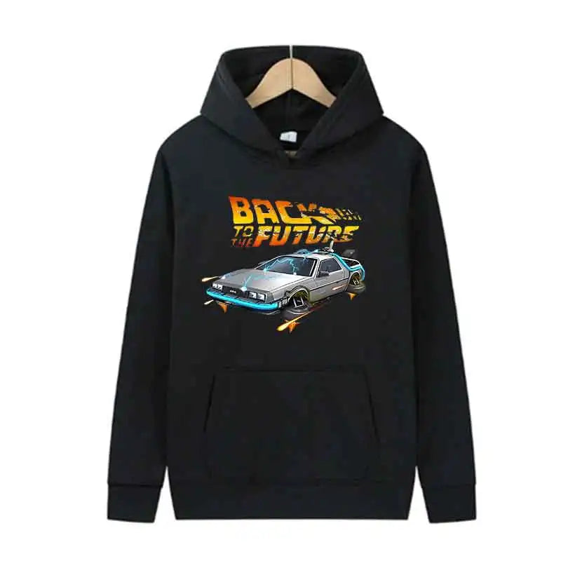 Back To The Future Retro DeLorean Car Print Hoodie Long Sleeve Tops Men Casual Streetwear Pullover Spring Autumn Unisex Clothing - Matrix Studios