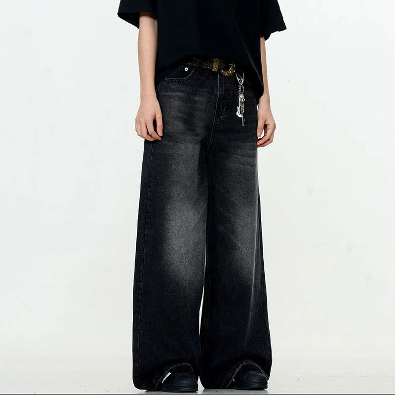 IEFB Simple Men's Denim Trousers Solid Color Washing American Style Casual Pants Straight Leg Baggy Male Jeans Spring 9W667 - Matrix Studios