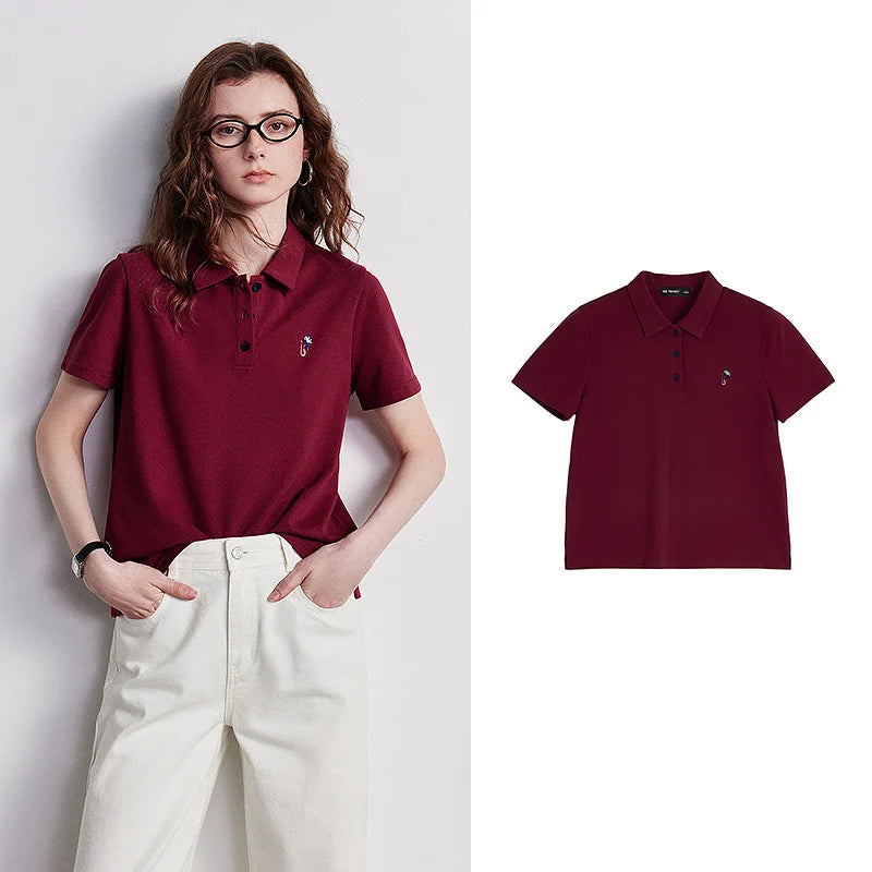 TOYOUTH Women Polo Shirt 2026 Summer New Breathable Short Sleeve Versatile Pullover Tops - Matrix-studios.com