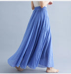 28-Color Mori Girl Literary Cotton Linen Dress Elastic Waist A-line Expansion Skirt Solid Color Ethnic Style Women Long Skirts - Matrix-studios.com