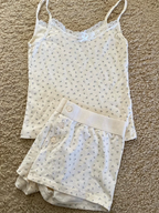 Strawberry Vest Shorts 2 Pieces Set Woman Eyelet Bow Slim Tank Top with Elastic Waist Patchwork Straight Short Pant Sweet Sets - Matrix-studios.com