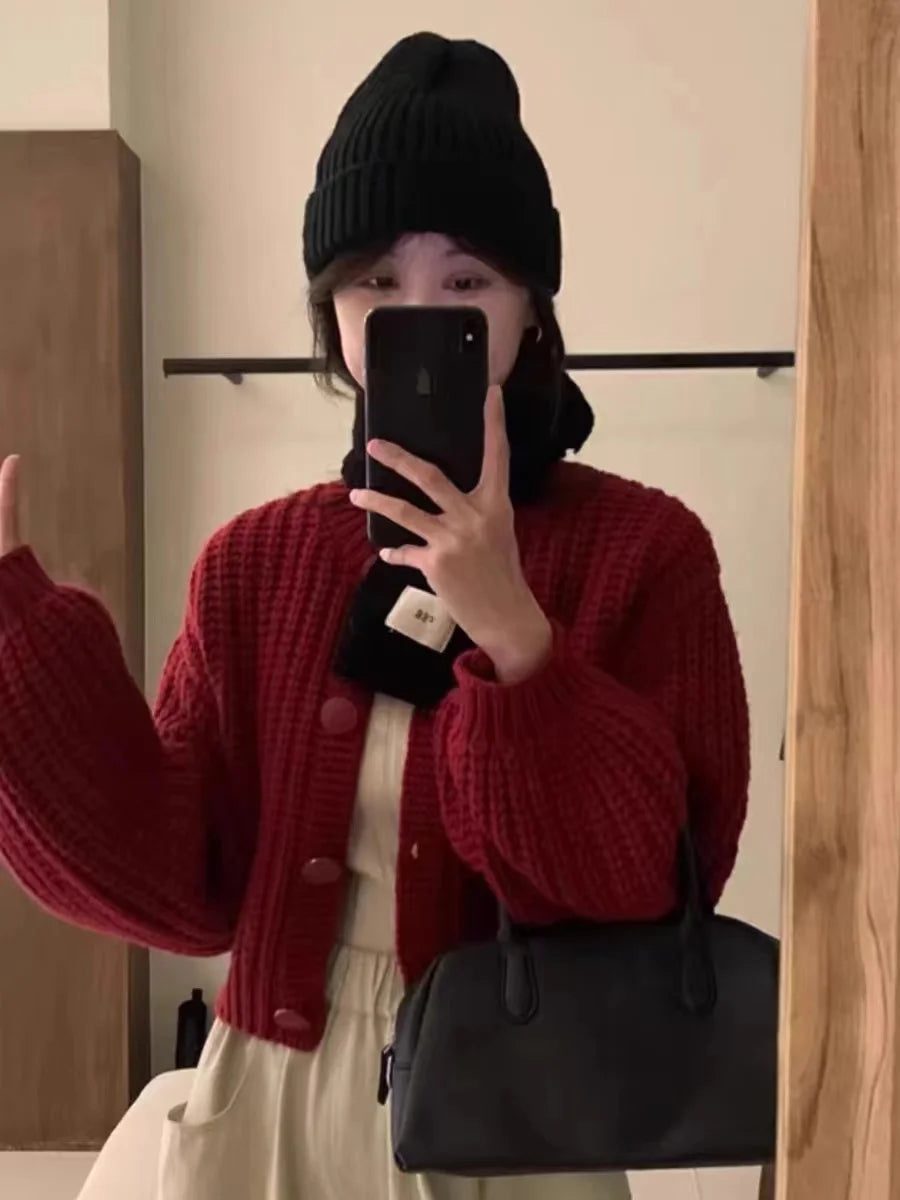 Zjaiss New 2026 Elegant Vintage Minimalist Lady Tops Chic Korean Fashion Short Cardigans Knitted Poncho Women Sweater - Matrix Studios