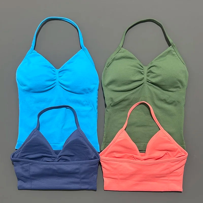 Women Solid Color Yoga Sports Tank Top Sleeveless Quick Dry Breathable Elastic Slim Fit Gym Workout Running Fitness Soft Skin - Matrix-studios.com
