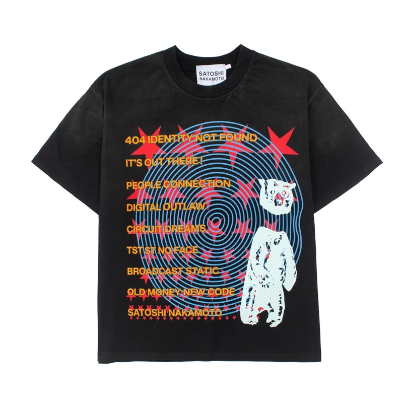26ss Summer Satoshi Nakamoto T Shirt Short Sleeve Men's Hip Hop Y2K Cartoon Print Loose Cotton T-shirts Male Female Streetwear - Matrix-studios.com