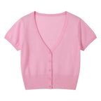Outerwear Jerseys Summer Cardigan Women Cropped Blouses Korean Fashion Style Cute V-neck Women's Coat Black Bolero Woman Basic - Matrix Studios