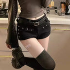 Woman Popular Sexy Low Waist Y2k Jeans Female Vintage Korean Fashion Mini Pants Girls Vintage Designer Gothic Black Denim Shorts - Matrix-studios.com