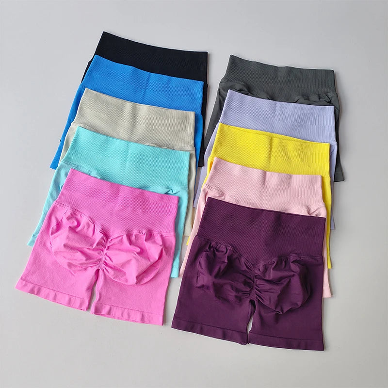 Peach Buttock Lifting Three-point Shorts Summer High Waisted Yoga Shorts Fashionable and Sexy Running Fitness Pants Solid Color - Matrix Studios