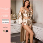 3PCS Sexy Women Pajamas Ladies Nightgowns Satin Robes Nightdress Sling and Short Women Robe - Matrix-studios.com