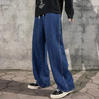 New Streetwear Loose Jeans Men Korean Style Fashion Loose Straight Wide Leg Pants Men's Brand Clothing Black Light Blue - Matrix Studios