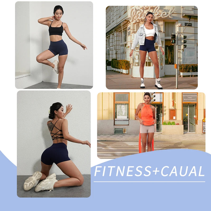 Solid Color Women Fitness Sport Short High Waist Yoga Short Legging Bike Soft Squatting Proof Comprehensive Training Jog Athleti - Matrix Studios