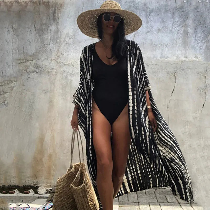 Beach Dress Tunic Cover up Embroidery Kaftan Saida de Praia Women Bikini Cover-up Pareo Sarong Beachwear - Matrix Studios