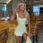 Avrilyaan Colorful Diamond Pattern Sequin Slit Sexy Dress Women 2025 Elegant Party Dress Backless Mini Summer Dress Vestidos - Matrix-studios.com