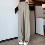 Seoulish Summer Women's Casual Pants Wide Leg Pants Elegant Office Lady 2024 New Solid Color High Waist Loose Trousers Female