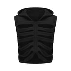 Women Gothic Vest Coat Hollowed Skeletal Gilet Hoodie Sleeveless Hooded Waistcoat Streetwear for Party - Matrix Studios