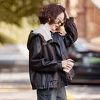 Plus Velvet Thickened Warm Leather Parka Autumn Winter New Chic Casual Loose Fur One-Piece Hooded Jacket Women's Outwear - Matrix Studios