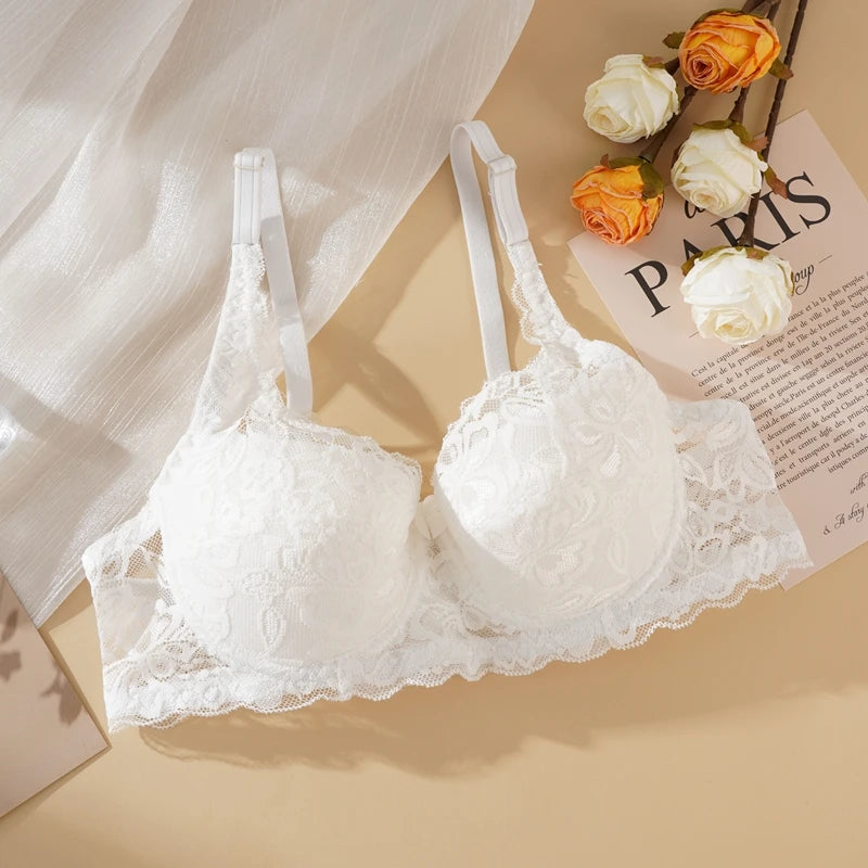 Women Sexy Lace Bra Padded Embroidery Brassiere Bralette Push Up Bras Plus Size Breathable Steel Ring Thin Underwire - Matrix Studios