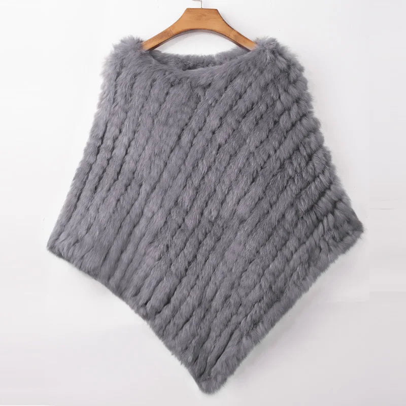Women's Real Rabbit Fur Poncho Vest Natural Leather Winter Jacket Wrap Coat Shawl  Wedding Party Knitted Fur Vest Wholesale - Matrix Studios