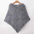 Women's Real Rabbit Fur Poncho Vest Natural Leather Winter Jacket Wrap Coat Shawl  Wedding Party Knitted Fur Vest Wholesale - Matrix Studios