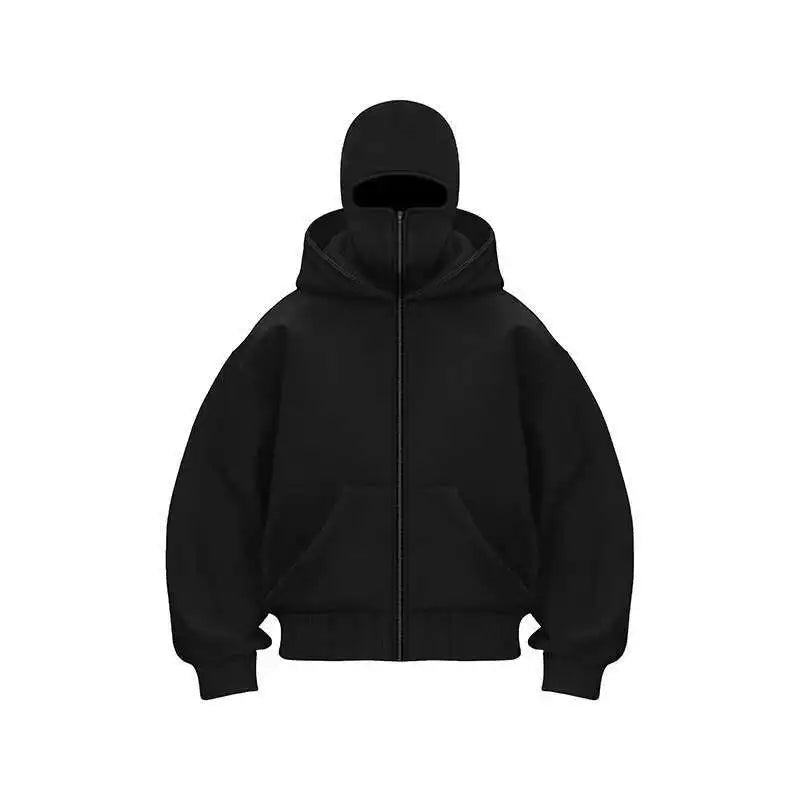 Unisex Plain Hooded Zip Up Sweatshirt Autumn Winter Ins Style Couple Matching Pullover Jacket - Matrix Studios