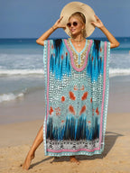 Kaftan Dresses Tropical Printed Cover Ups for Swimwear Women Elegant Maxi Robe Holiday Bathing Suits Dropshipping Hot Sales - Matrix Studios