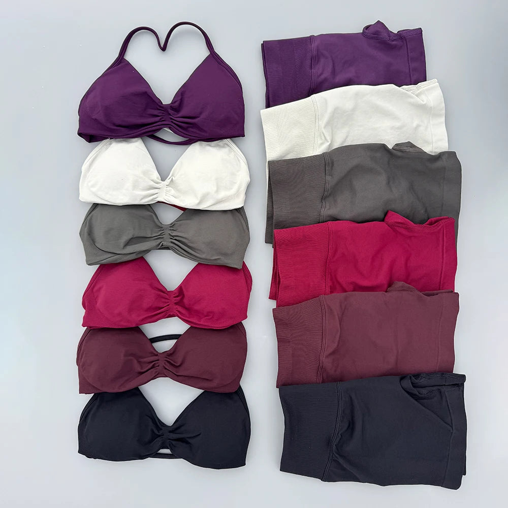 2 Piece Sports Gym Set Strappy Bra Yoga Underwear Short Sport Leggings Bicycle Running Sportswear Woman Seamless Yoga Set - Matrix-studios.com