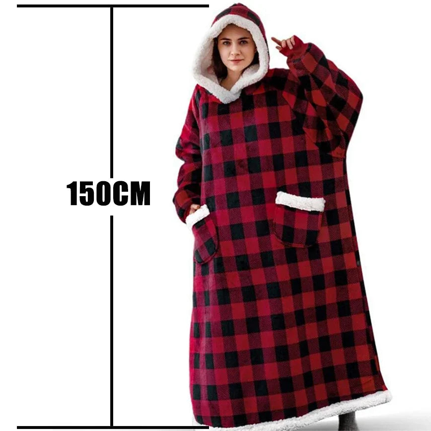 Winter Hoodies Sweatshirt Women Men Pullover Fleece Giant TV Oversized Blanket with Long Flannel Sleeves - Matrix Studios
