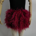 Real feather mini skirt, elastic waist sexy clothing, club, party dance party carnival short skirt can be customized in size - Matrix Studios
