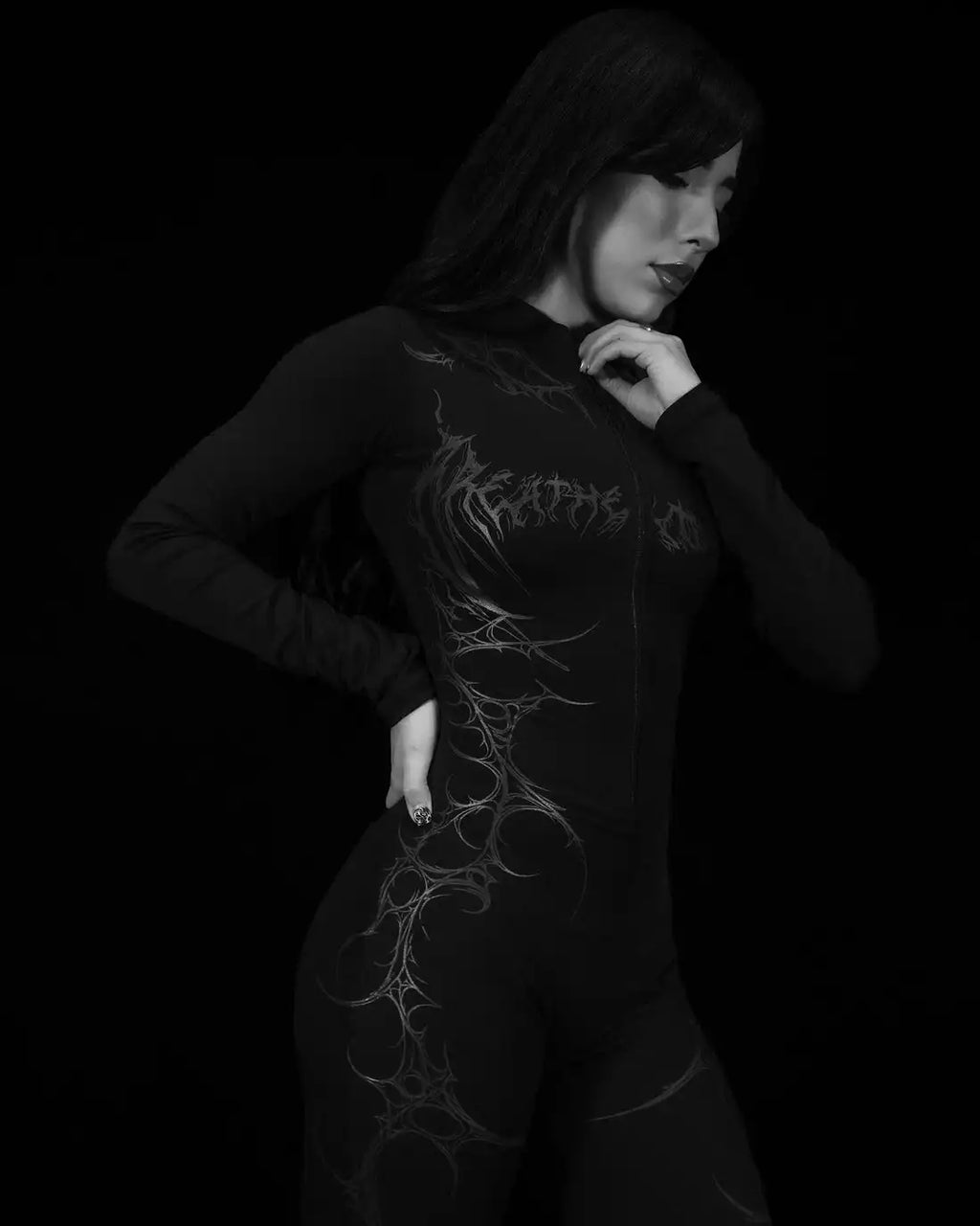 European and American popular zippered long-sleeved trouser jumpsuit slim fit hip-lifting sportswear yoga wear - Matrix Studios