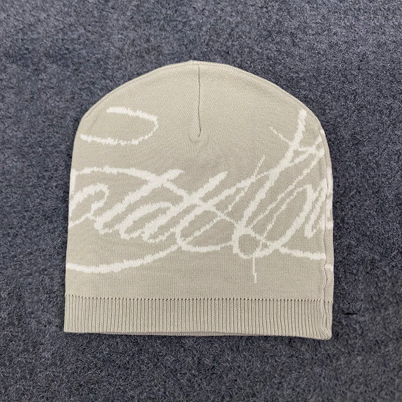 Warm Jacquard Letter Knitted Woolen Hat for Men And Women Autumn Winter Street Leisure Fashion Hat