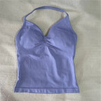 HBC Sexy V Neck Gym Tank Top Longline Strappy Vest Women Seamless Sports Running Tank Top Slim Fit Yoga Padded Workout - Matrix-studios.com