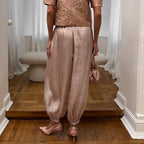 Linad Elegant Pink Crepe Loose Bloomers For Woman Street Chic Pleated Trousers Female Autumn Vintage High Waist Long Pants 2025 - Matrix-studios.com