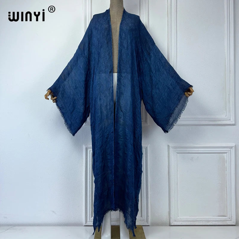 WINYI High Quality Comfortable Women Soft Cardigan Loose Dress Party Boho Maxi Beach Holiday Swimming Cover Ups Africa Kimono - Matrix Studios