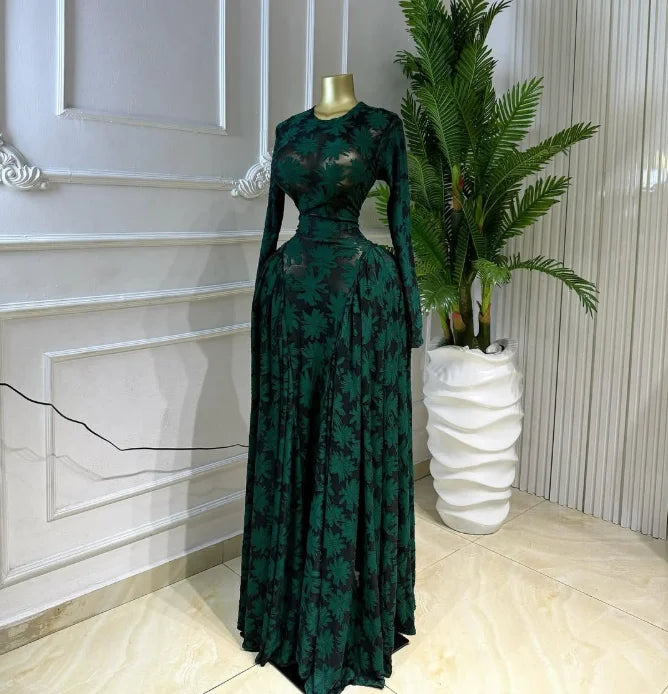 CM.YAYA Women O-neck Long Sleeve Pleated Inner A-line Maxi Dress 2026 Evening Sexy Party Birthday Vacation Long Dresses Vestidos - Matrix-studios.com