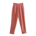 Willshela Women Fashion Straight Pants High Waist Front Zipper Trousers Vintage Full Length Female Chic Lady - Matrix-studios.com