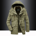 New Winter Men Hooded Parkas Casual Long Down Jackets Fleece Warm Tooling Jackets Good Quality Male Outdoors Winter Coats Size 5 - Matrix Studios