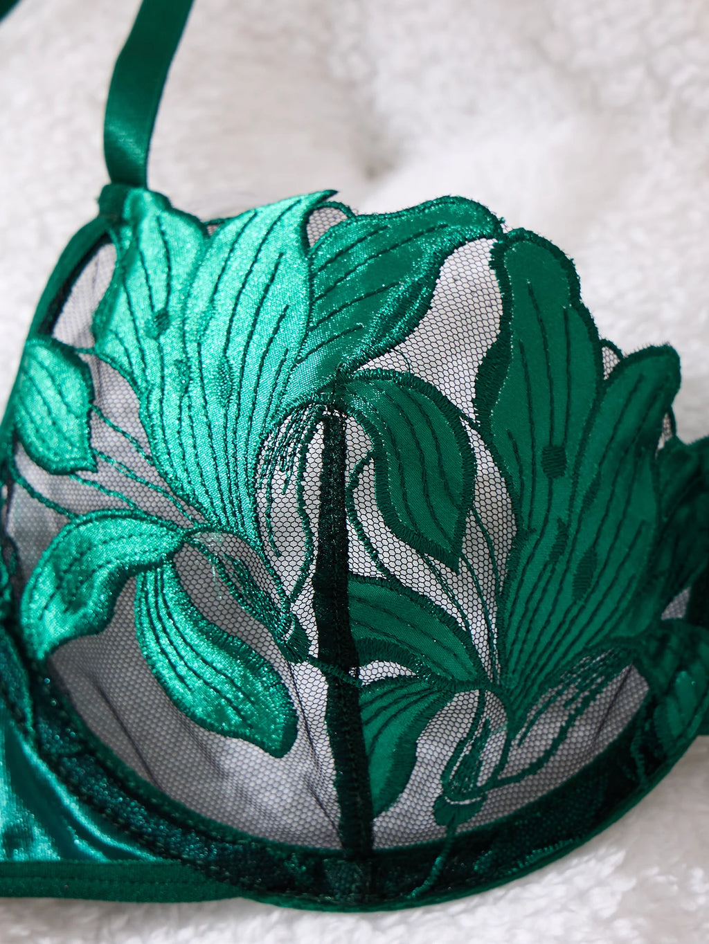 Exclusive Green embroidery Lingerie Set for Dates. Sexy See-Through Chiffon Bra. High-End Sensual Women's Underwear ZA824031 - Matrix Studios