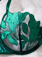 Exclusive Green embroidery Lingerie Set for Dates. Sexy See-Through Chiffon Bra. High-End Sensual Women's Underwear ZA824031 - Matrix Studios