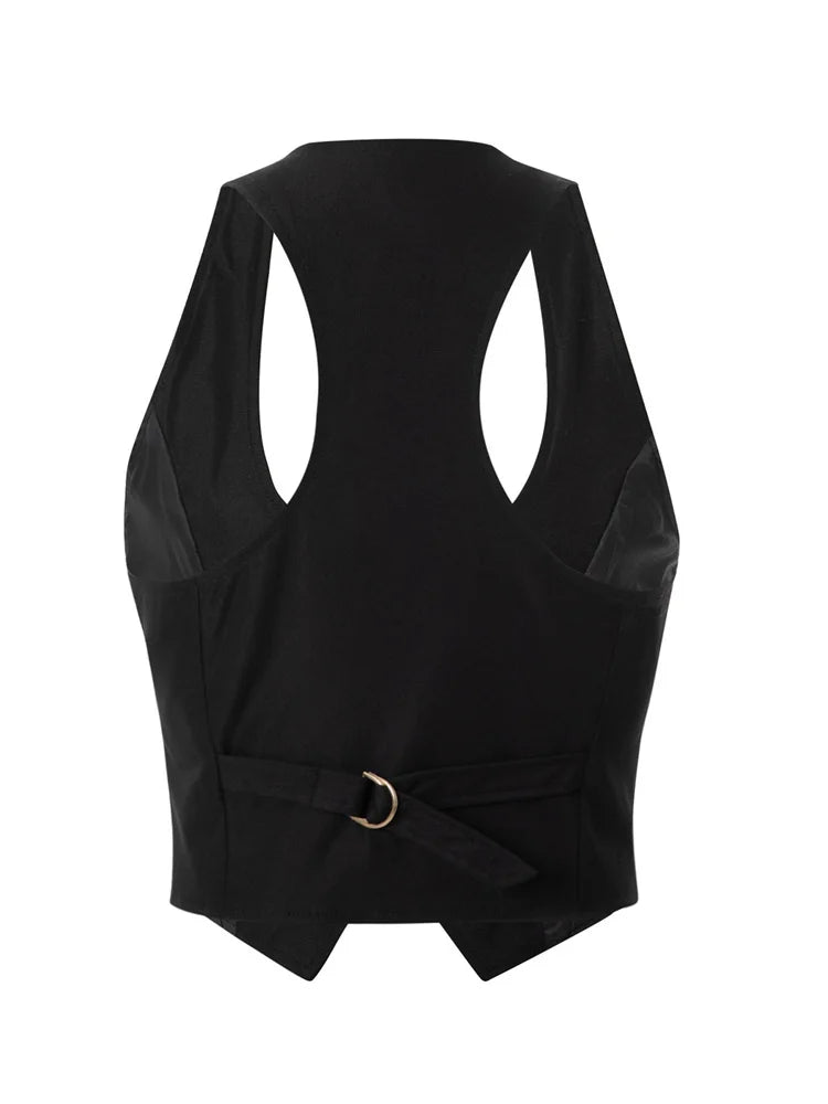 Women Waistcoat  Vintage Sleeveless V Neck Button Down Vest Blazer Fashion Top - Matrix Studios