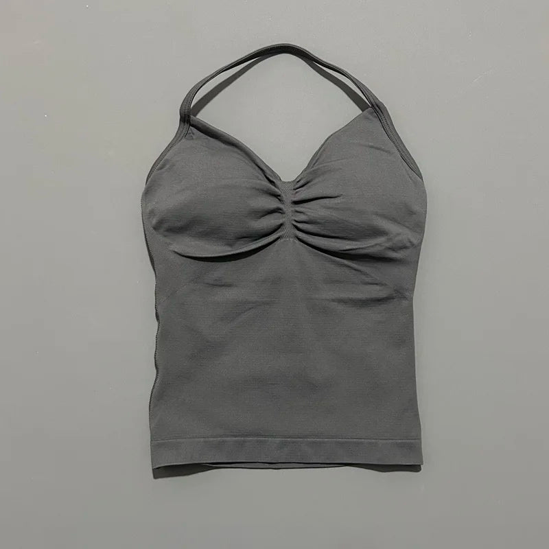 Women Solid Color Yoga Sports Tank Top Sleeveless Quick Dry Breathable Elastic Slim Fit Gym Workout Running Fitness Soft Skin - Matrix-studios.com
