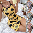 Summer New Women's Nightgown Beauty Back Thin Section Of Home Wear Sexy Halter Short Skirt Love Cartoon Cute Printing Pajamas - Matrix-studios.com
