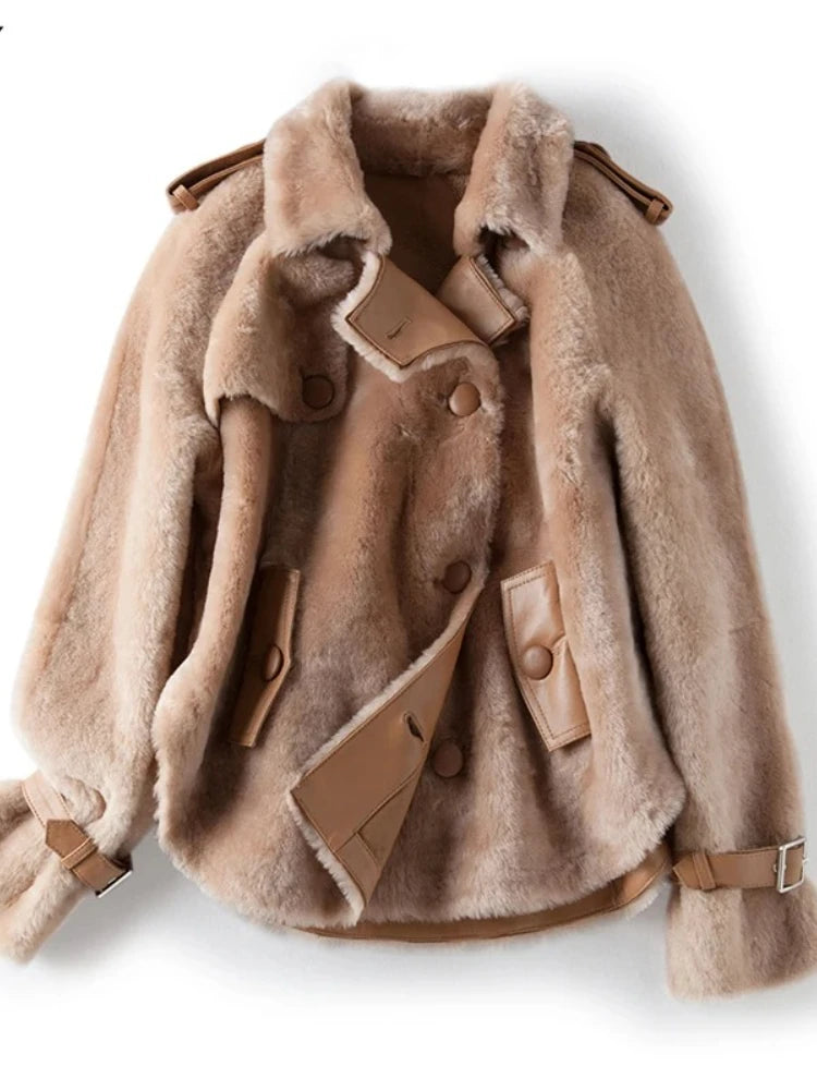 OFTBUY Real Fur Coat Winter Jacket Women Merino Sheep Fur Real Genuine Leather Jacket Liner Thick Warm Natural Fur Parka Female - Matrix Studios