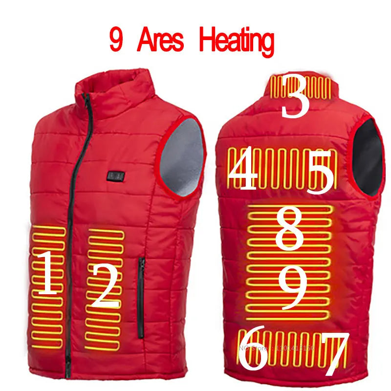 13 PCS Heated vest Jacket Fashion Men Women Coat Intelligent USB Electric Heating Thermal Warm Clothes Winter Heated Vest 열선조끼 - Matrix Studios