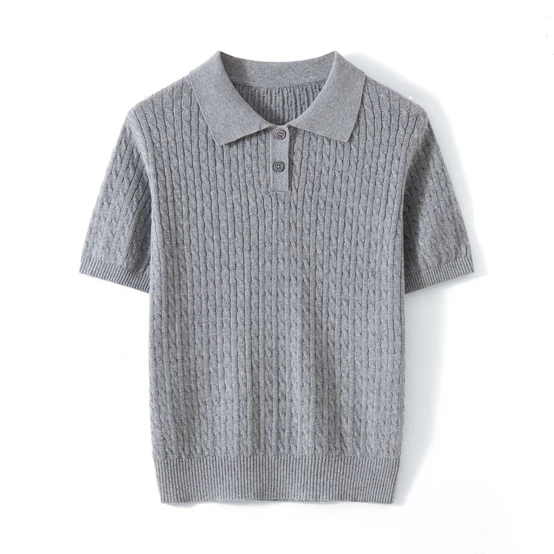 Summer 100% Cotton Women's T-Shirt Casual Solid Color Knitted Pullover Short Sleeved Fit POLO Collar Tees Pull Solid Color Tops - Matrix-studios.com