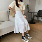 Women's summer fashion temperament tide with high waist skirt loose and thin a line version skirt pleated skirt - Matrix-studios.com