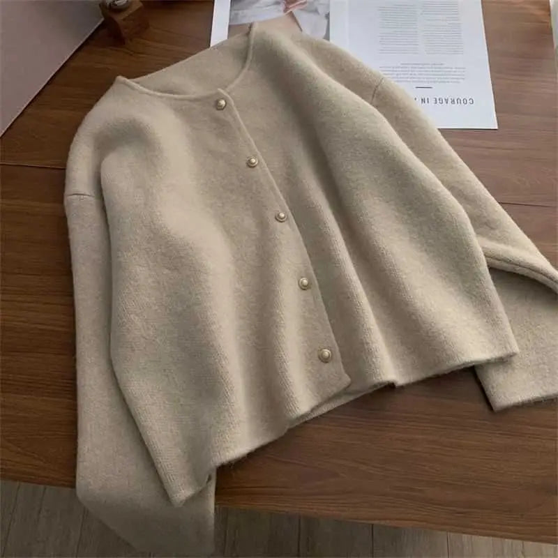 Autumn Women Cardigan Sweater Solid Casual Warm Outerwear Knitwear Tops Elegant Korean Single-breasted Ladies Sweater Clothing - Matrix Studios