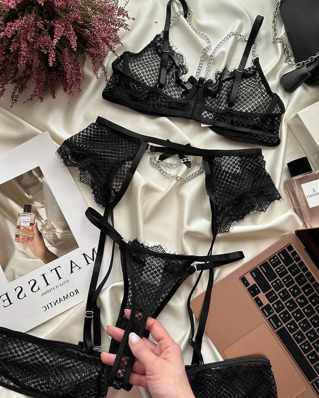 Lingerie Underwear Bras Sets Lace Garter Lingerie Women Intimates 2024 Underwire Bra And Panty Thongs Ladies Underwear Set - Matrix-studios.com