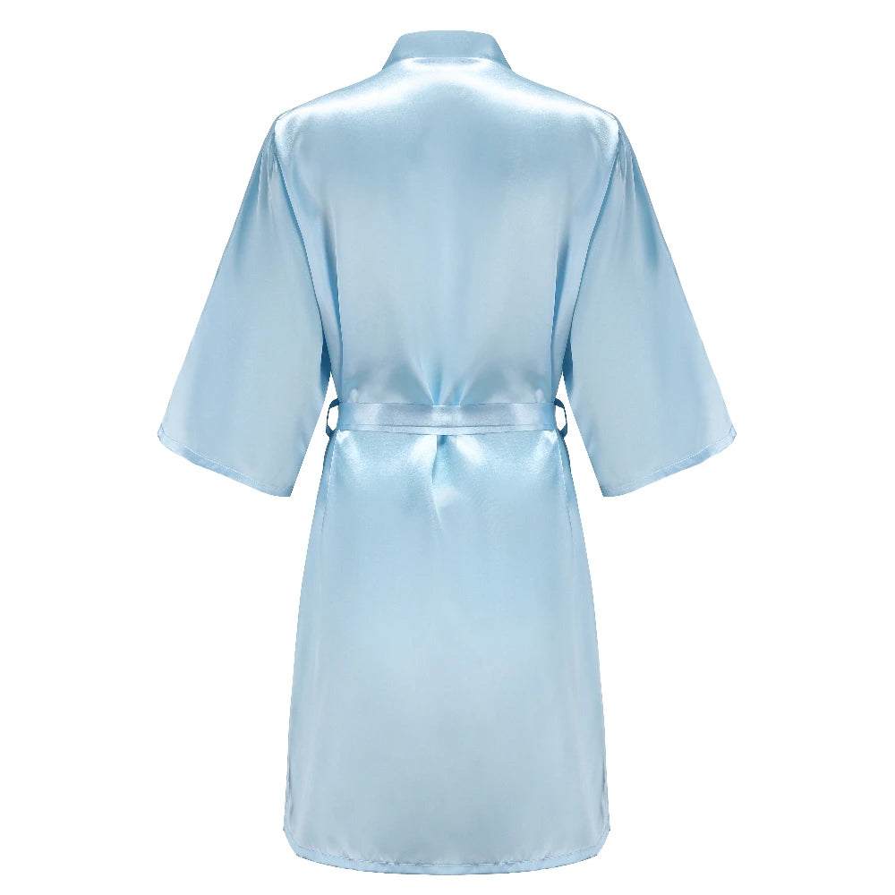 Blue Women Bathrobe White Letter Bride Bridesmaid Mother Maid of Honor Get Ready Bridal Party Robes Gifts Dressing Gown - Matrix-studios.com