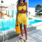 Black Beach Dress Women's Swimsuit Sexy Swimwear 2025 Bikini Skirt Female Kimono Beach Outing Pareo Beach Cover Up Bath Suits - Matrix Studios