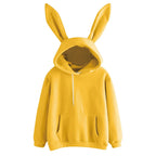 2025 autumn and winter new women's clothing Harajuku Wei hooded rabbit hoodie solid color loose casual women's top women's coat - Matrix Studios